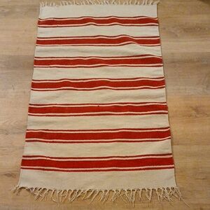 IKEA Red and Cream Striped Rug